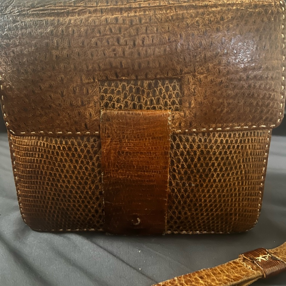Brown Textured Leather Crossbody Bag